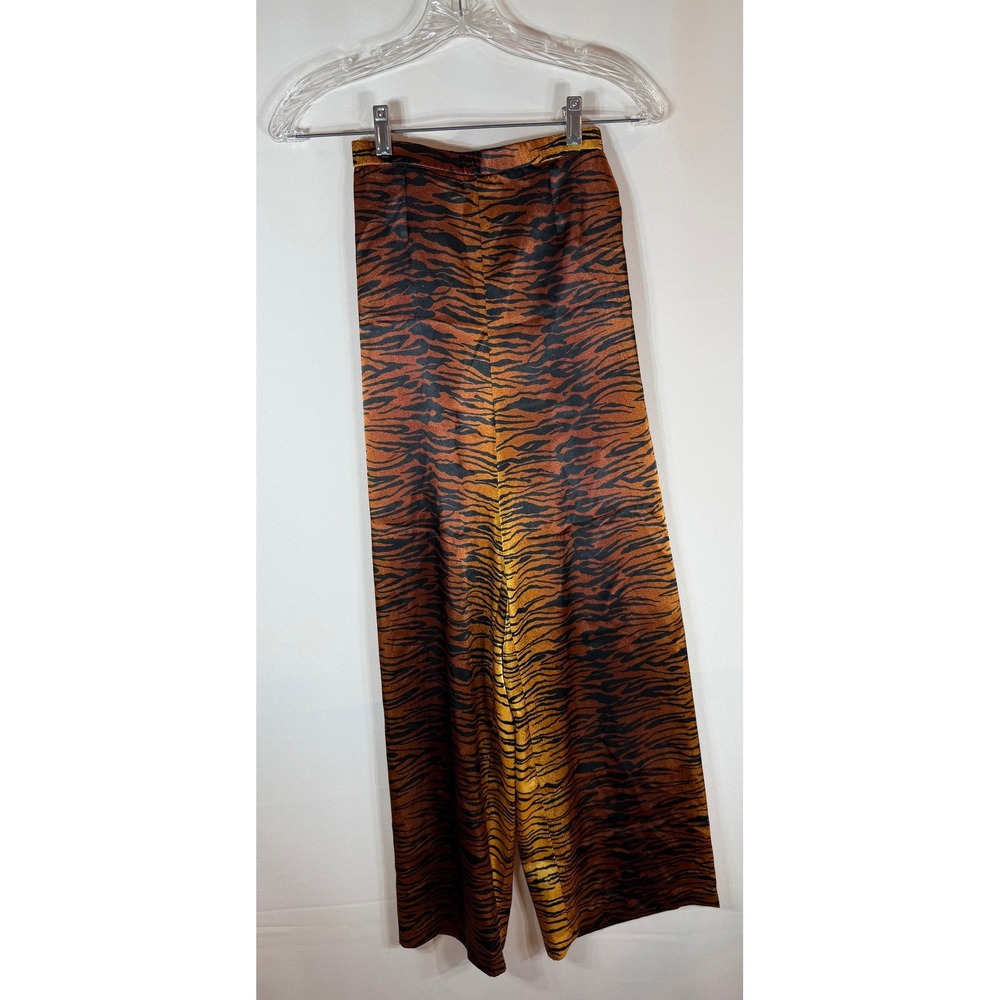 Vintage Victorias Secret Tiger Print Satin Wide Leg Lounge Pajama Pants Small